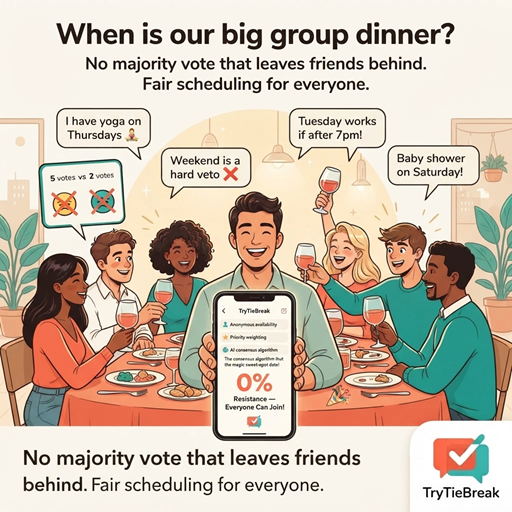 Group scheduler for a dinner