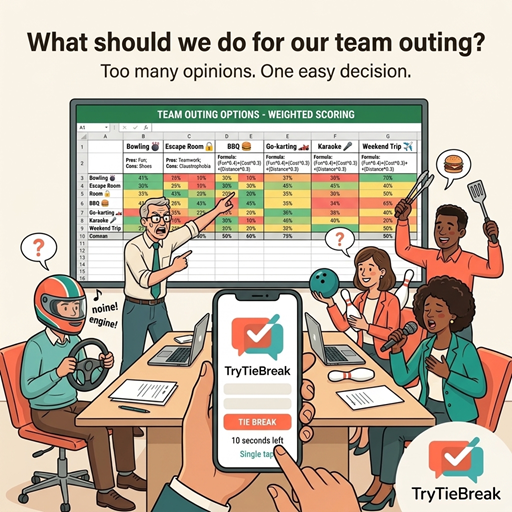Team can't decide where to go for their team outing